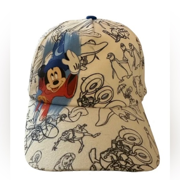 Disney Ink & Paint Sketchbook Sorcerer Mickey Mouse Youth Kids Baseball Cap Hat - Picture 2 of 8
